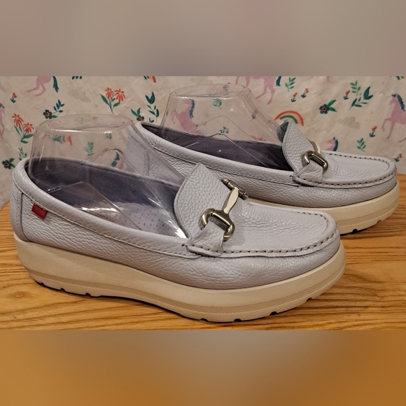 Marc Joseph Grey Purple Leather Orthotic Comfy Moccasin Wedge Loafer Shoe SZ 8 - Picture 3 of 9